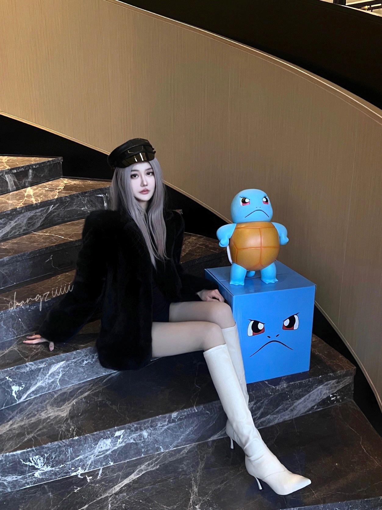 皮草面料 H型 夜蓝色 户外  - VALI鞋履AI设计主图