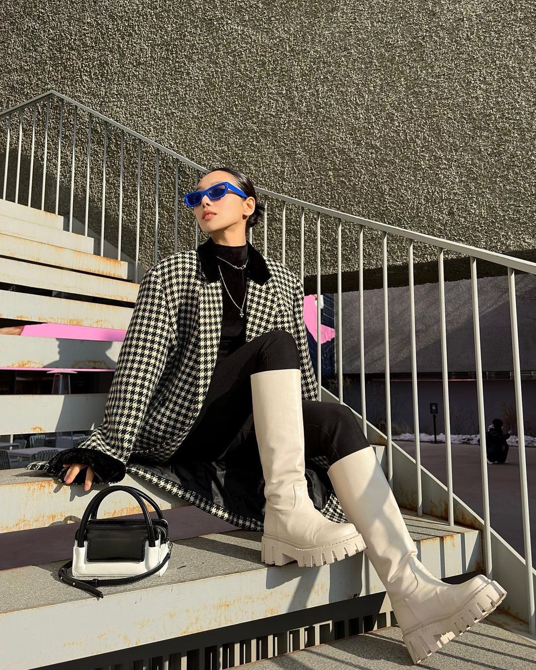 粗花呢 翻领 格纹/菱格 撞色/渐变 拼接 踢踏舞鞋色  - VALI鞋履AI设计主图