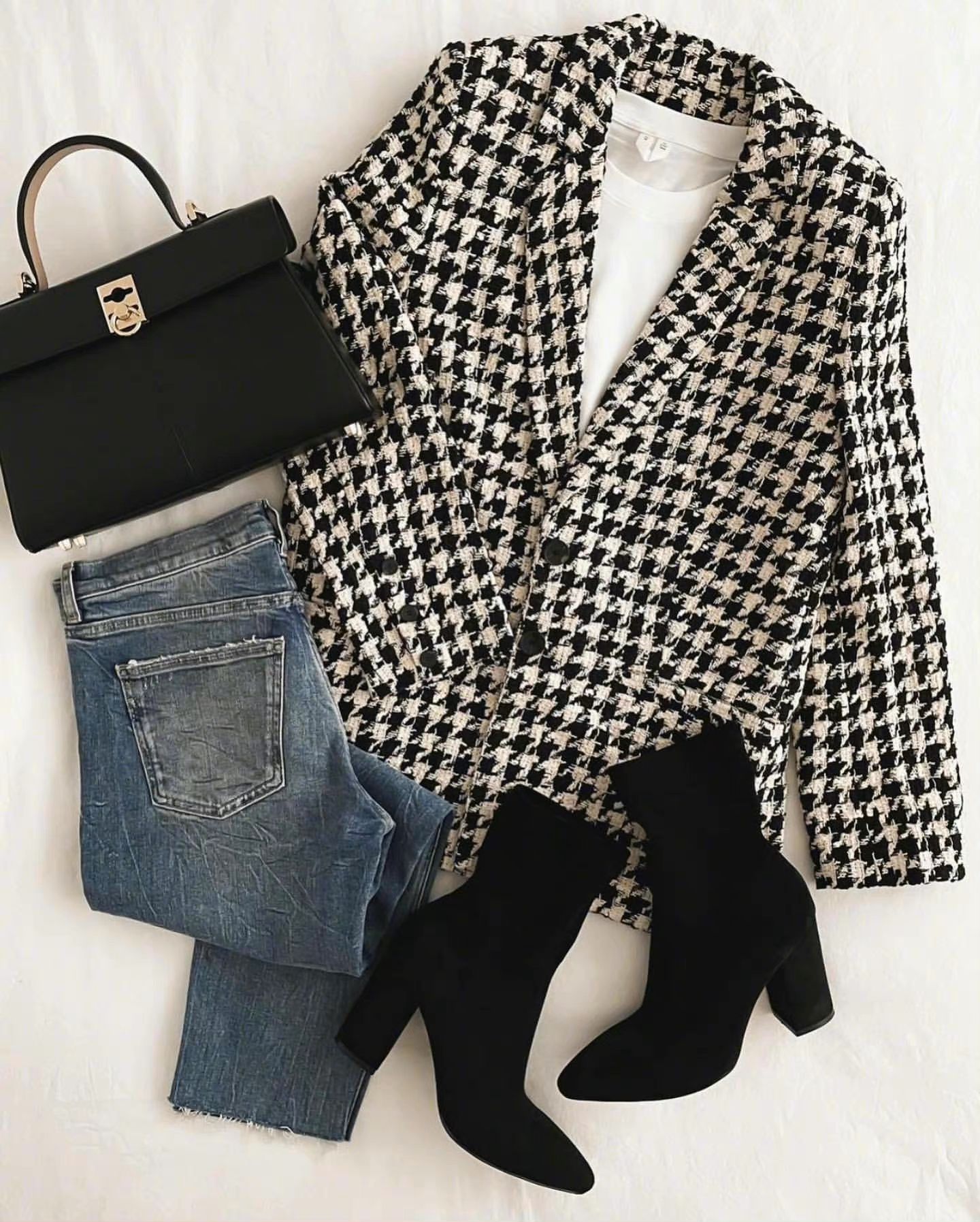 粗花呢 翻驳领 格纹/菱格 毛边 夜幕色  - VALI鞋履AI设计主图