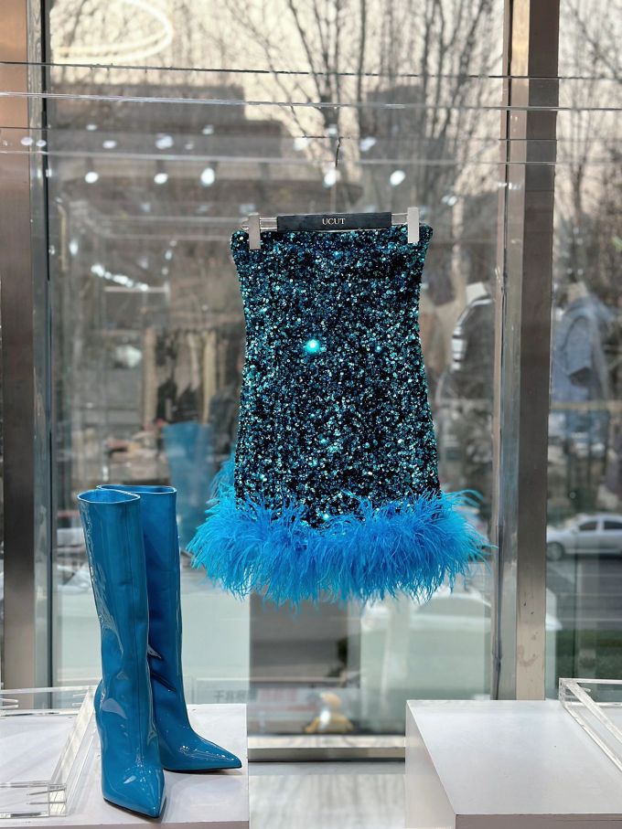 特殊面料 A型 深蓝黑色 亮蓝 毛条 