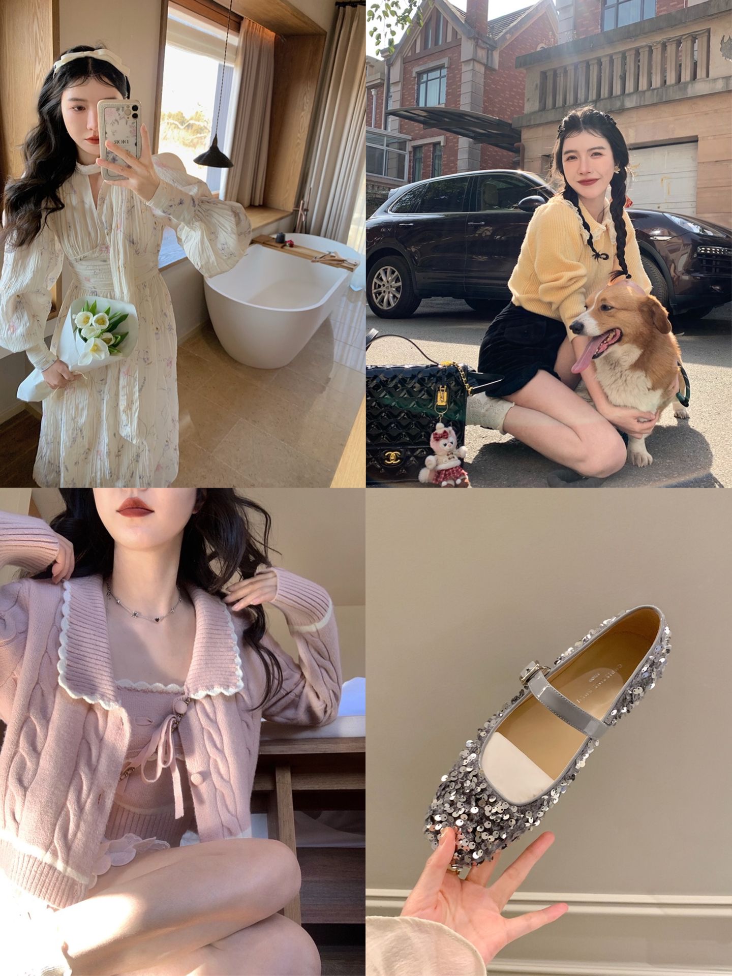 毛纺 H型 颈线领 细针 针织螺纹 接骨木灰紫  - VALI鞋履AI设计主图