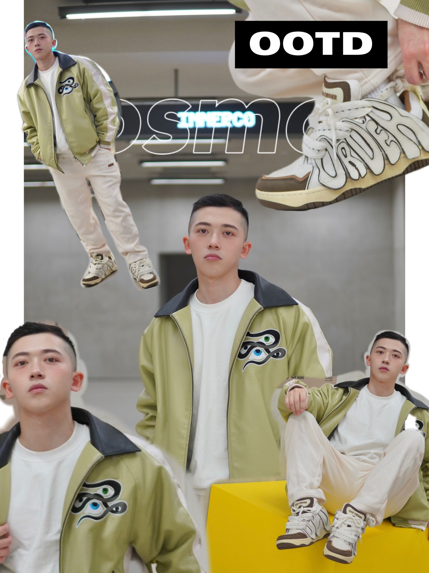 H型 翻领 撞色/渐变 拼接 雪松色 基础拉链  - VALI鞋履AI设计主图