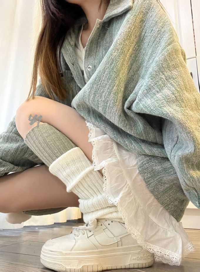 毛纺 衬衫领 细针 羊皮纸浅驼 基础扣饰 