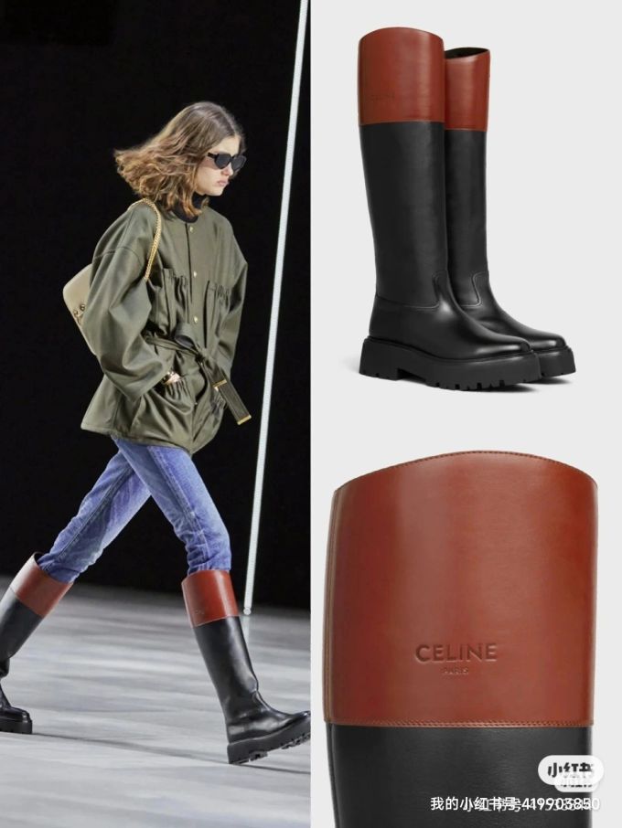 粗跟 低跟 中筒 皮革 