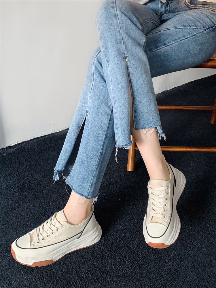 牛仔面料 洗水 毛边 天使瀑布色 雾霾蓝  - VALI鞋履AI设计主图