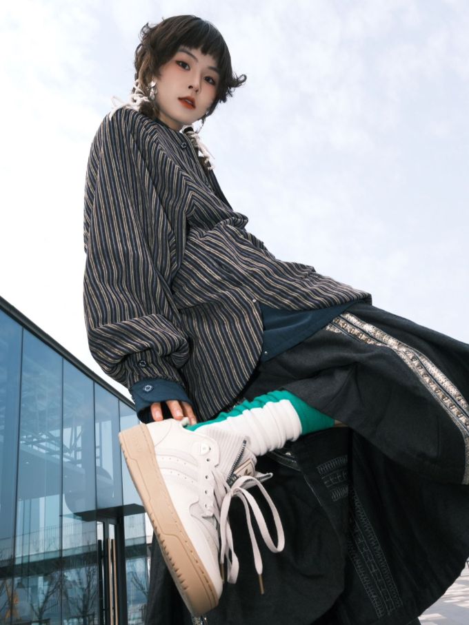 棉麻 立领 条纹/波纹 轿车黑 前卫 