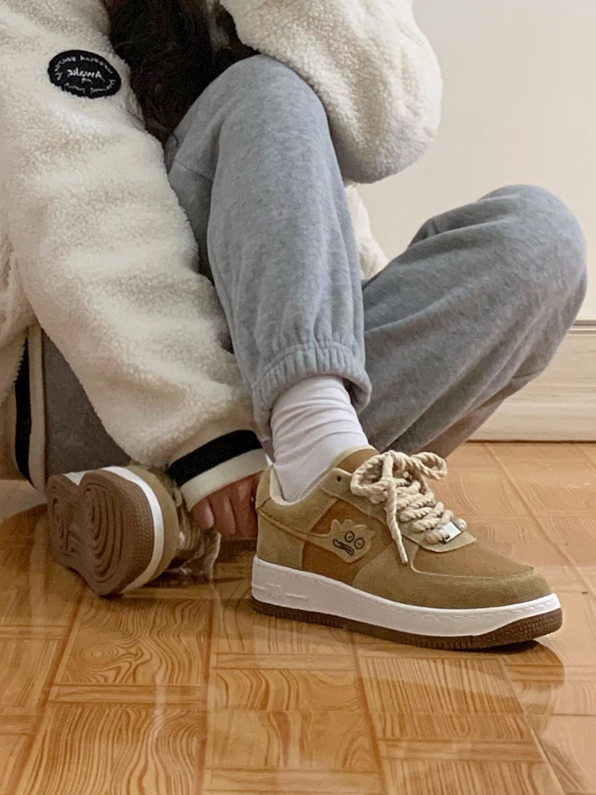 针织面料 抽褶 炭灰色 塔灰色  - VALI鞋履AI设计主图