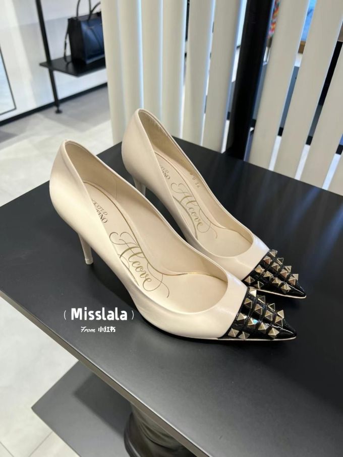 细跟 中跟 尖头 低帮 一脚蹬 浅口鞋 皮革 