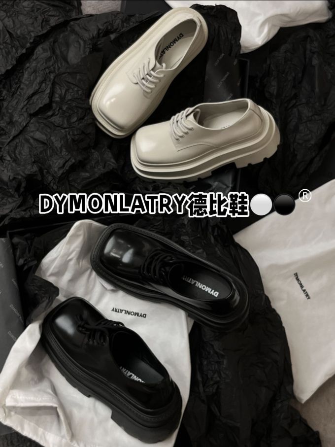 方头 低帮 系带 深口鞋 皮革 