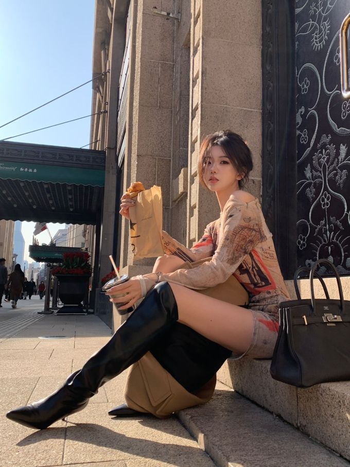 粗跟 中跟 尖头 高筒 皮革 