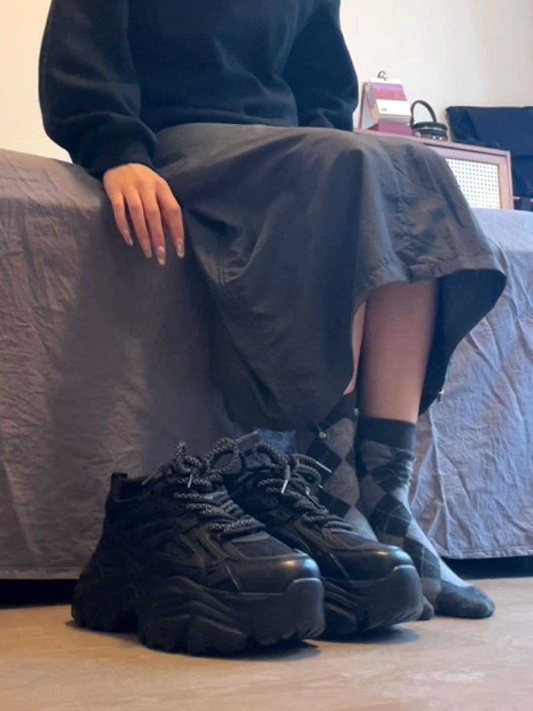 棉麻 A型 波塞冬蓝 深绛蓝色  - VALI鞋履AI设计主图