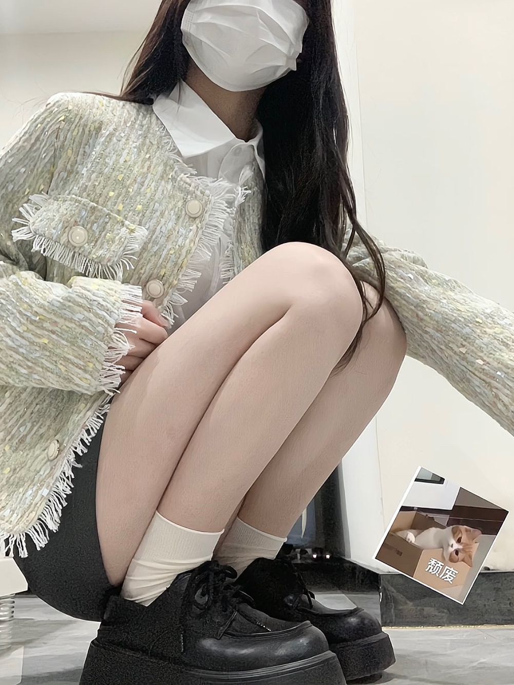 不对称 圆形领 海盗黑 雾色 柳灰 流苏 学院风  - VALI鞋履AI设计主图