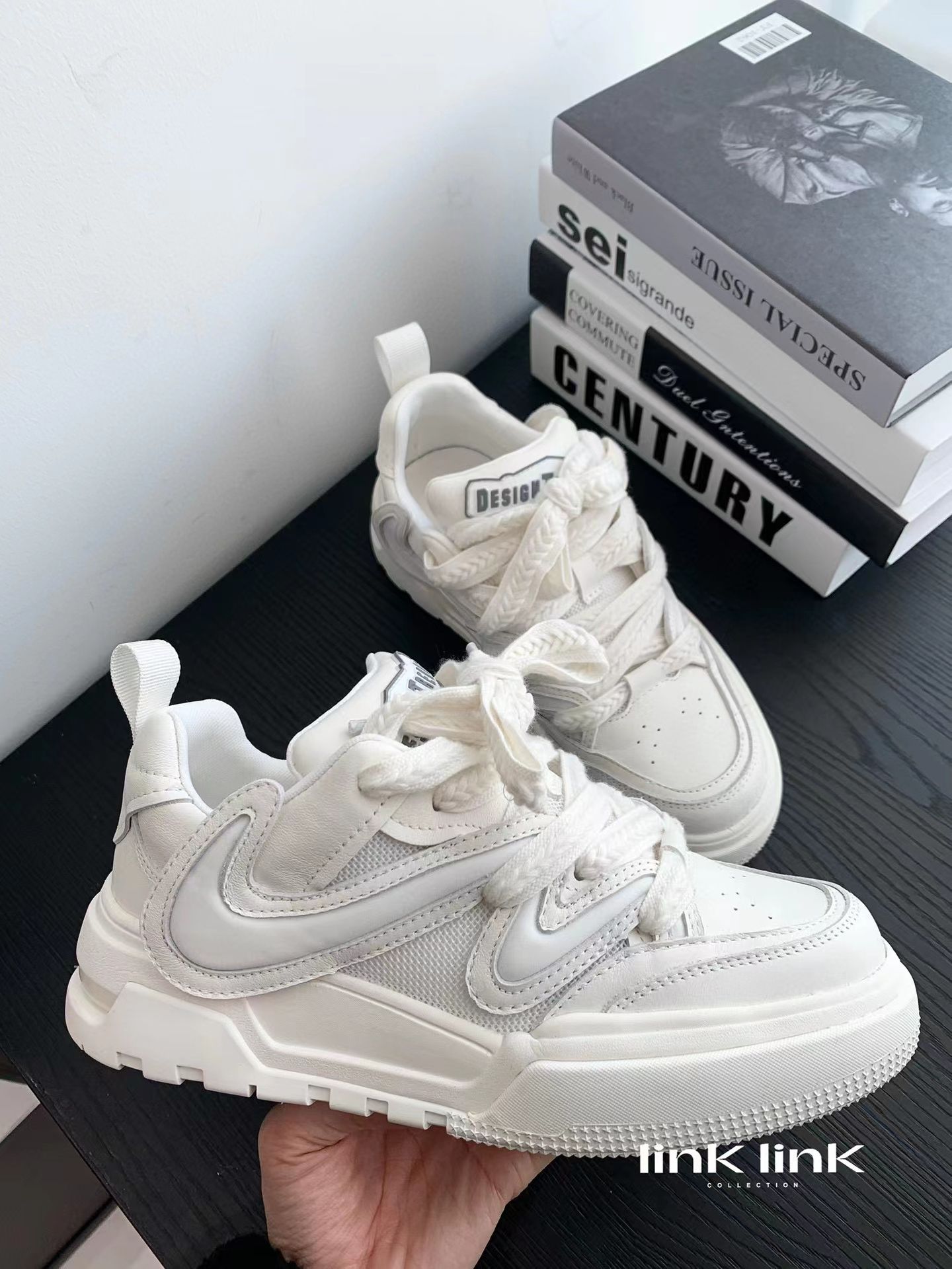 厚底 圆头 低帮 系带 深口鞋 皮革  - VALI鞋履AI设计主图