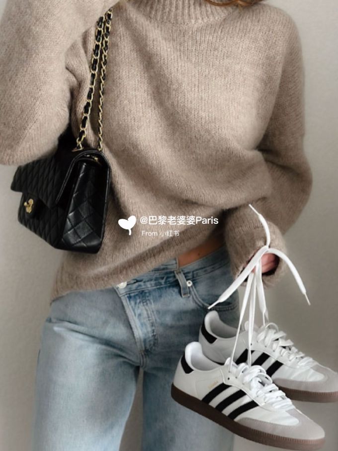 毛纺 圆形领 细针 灰棕色 月夜色 