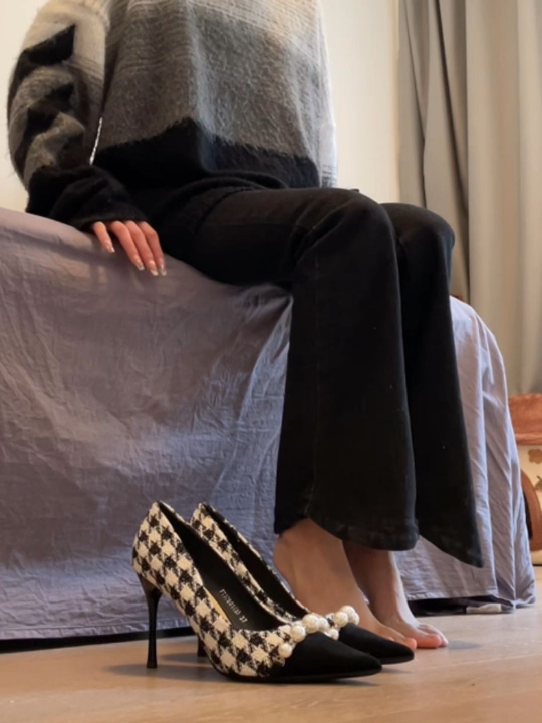 牛仔面料 踢踏舞鞋色  - VALI鞋履AI设计主图