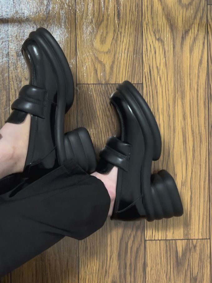 粗跟 中跟 方头 低帮 一脚蹬 深口鞋 皮革 