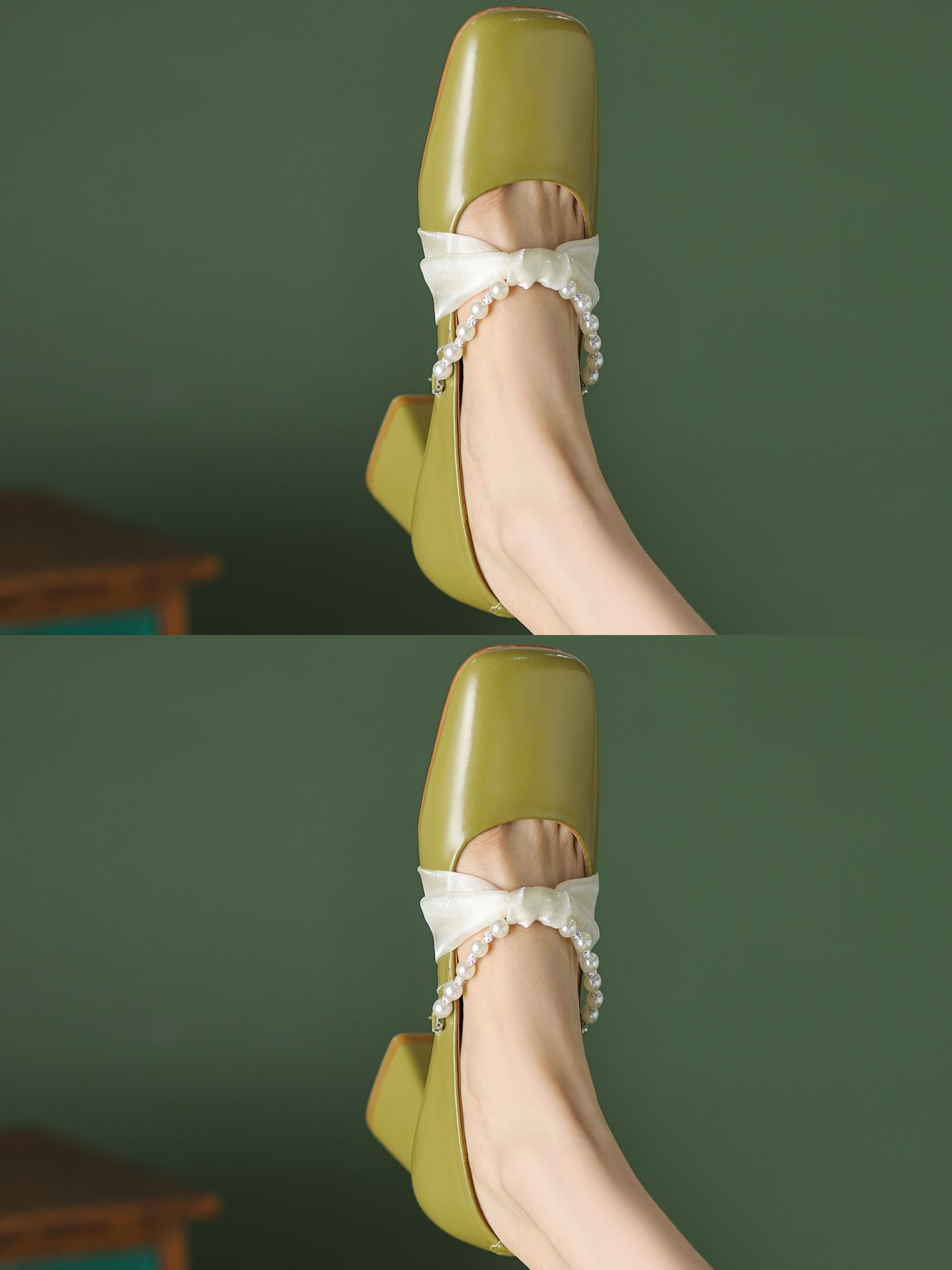 粗跟 中跟 方头 低帮 一脚蹬 中口鞋 皮革  - VALI鞋履AI设计主图