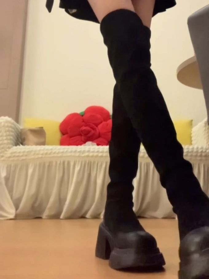 圆头 高筒 皮革 