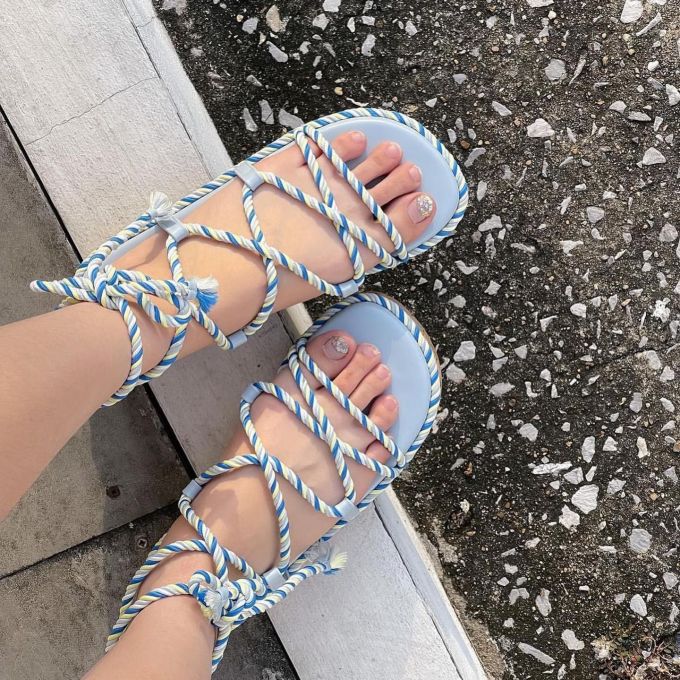 厚底 圆头 系带 