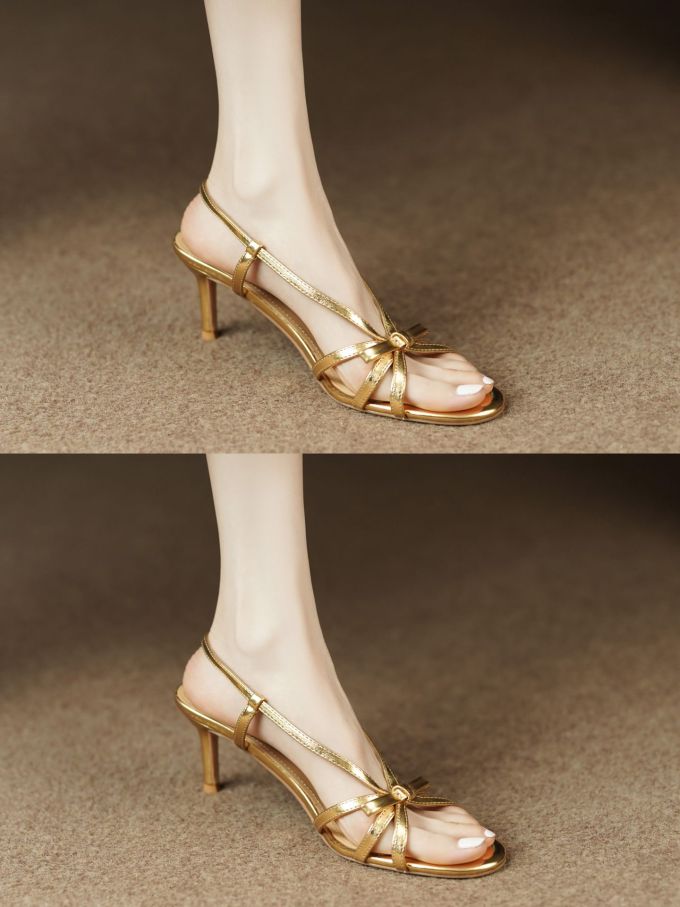 中跟 圆头 皮革 