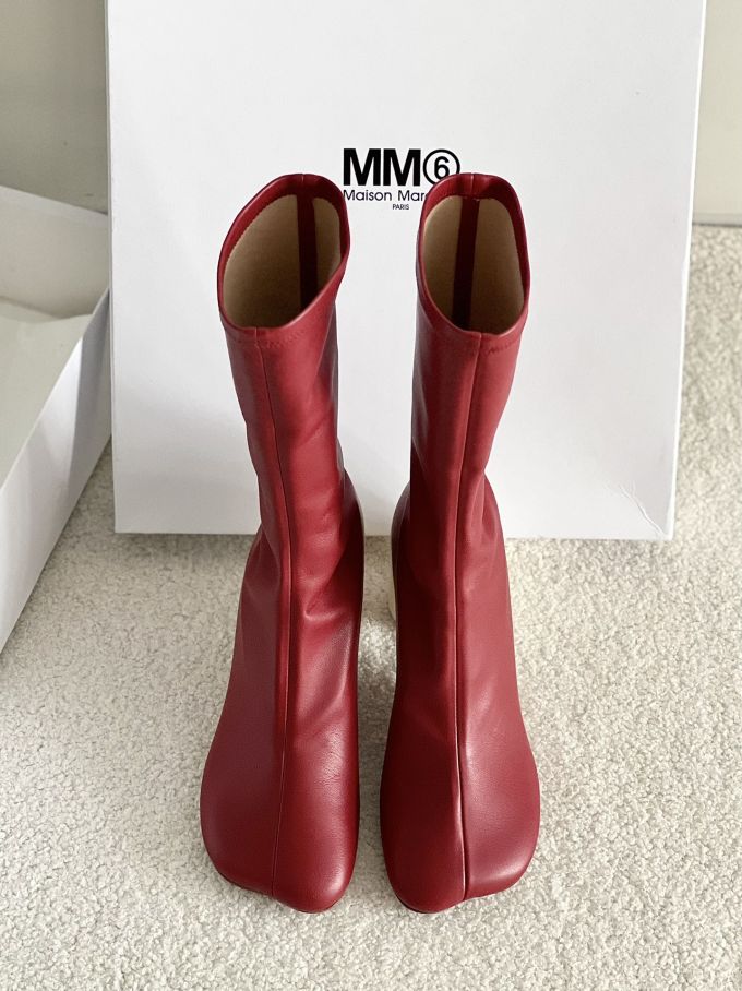 方头 低筒 皮革 