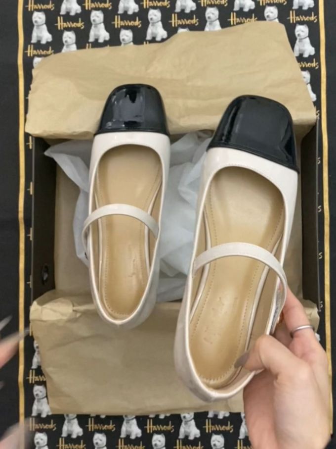 方头 低帮 袢扣 浅口鞋 皮革 