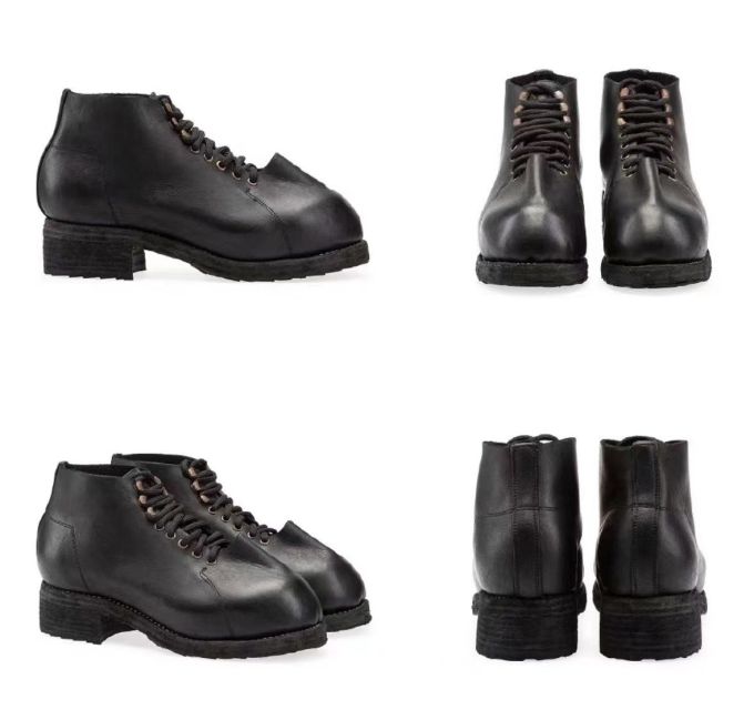 粗跟 低跟 异形头-分趾 系带 低筒 皮革 