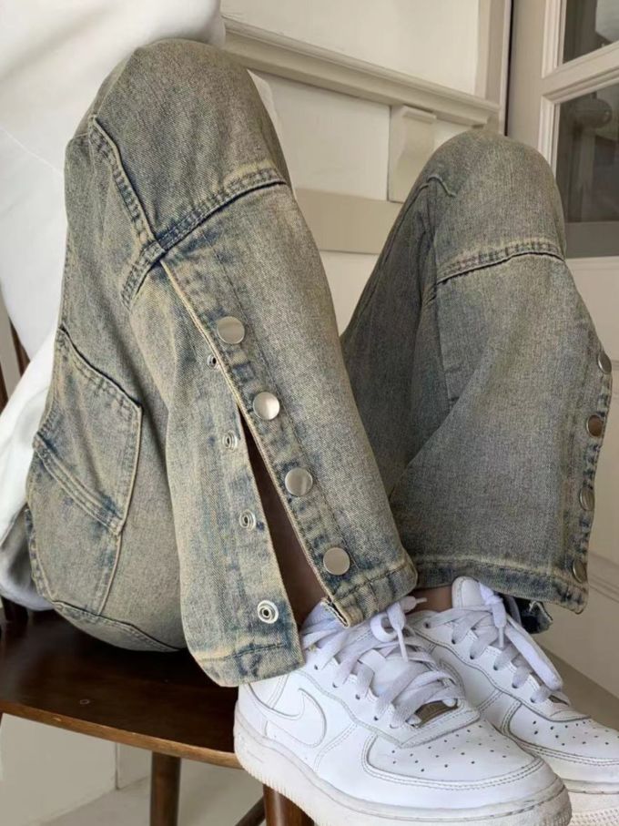 牛仔面料 H型 翻领 洗水 烟熏橄榄色 雾色 银鼠尾草色 基础扣饰 