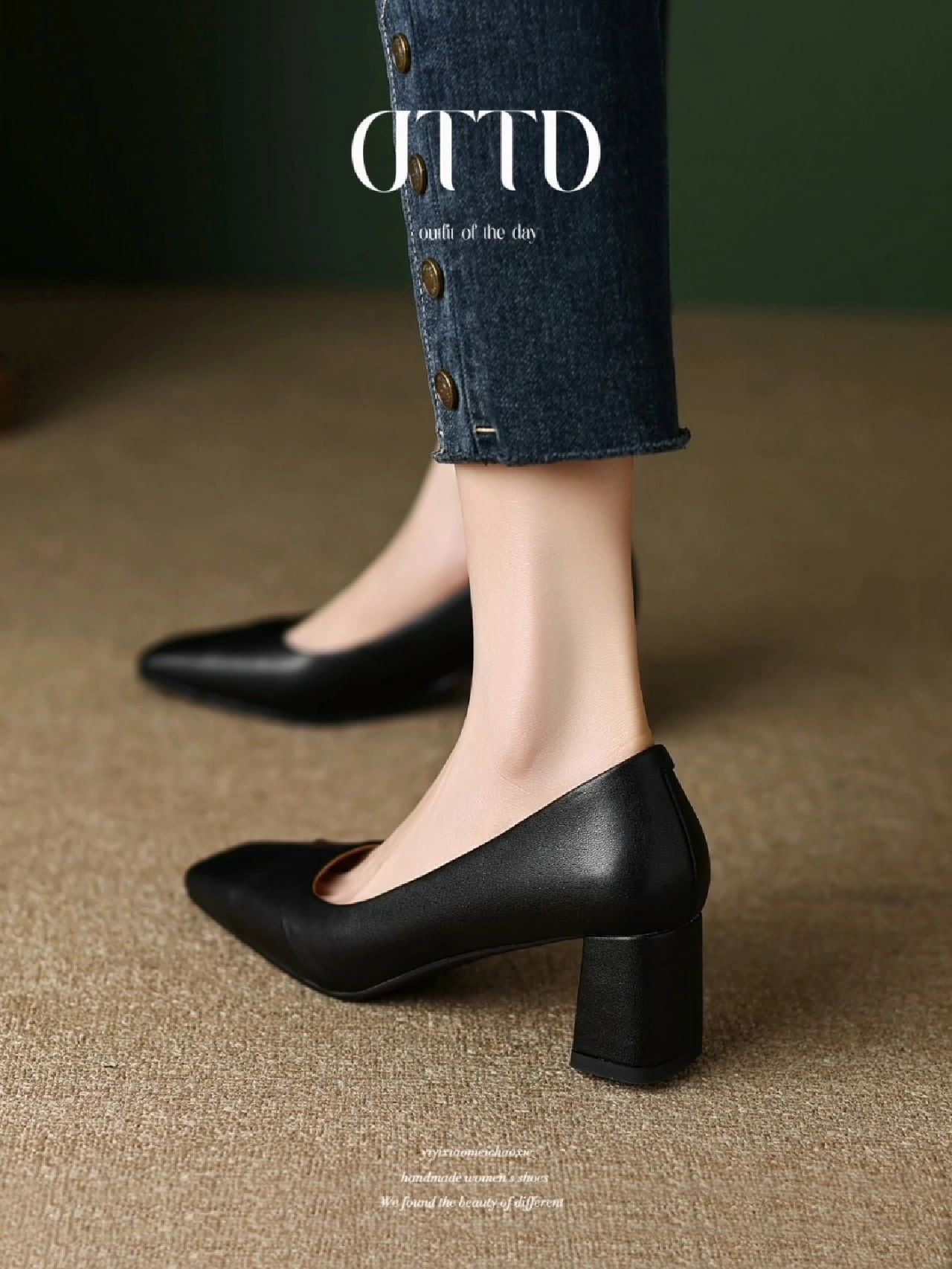 粗跟 中跟 低帮 一脚蹬 浅口鞋 皮革  - VALI鞋履AI设计主图