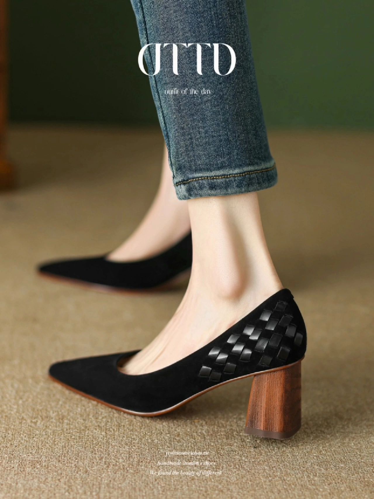 异形跟 中跟 尖头 低帮 一脚蹬 浅口鞋 皮革  - VALI鞋履AI设计主图