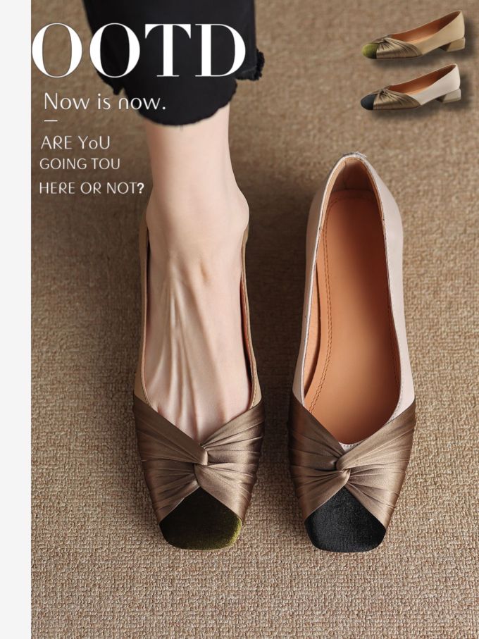 圆头 低帮 一脚蹬 浅口鞋 皮革 