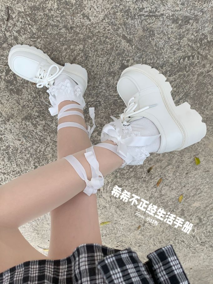 厚底 圆头 低帮 系带 中口鞋 皮革 