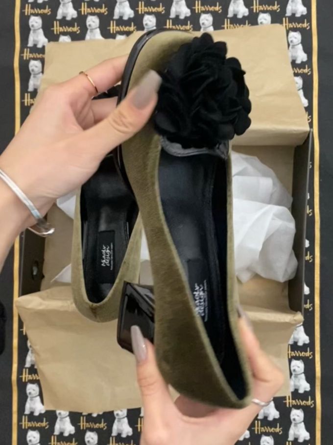 粗跟 低跟 圆头 低帮 一脚蹬 浅口鞋 皮革 