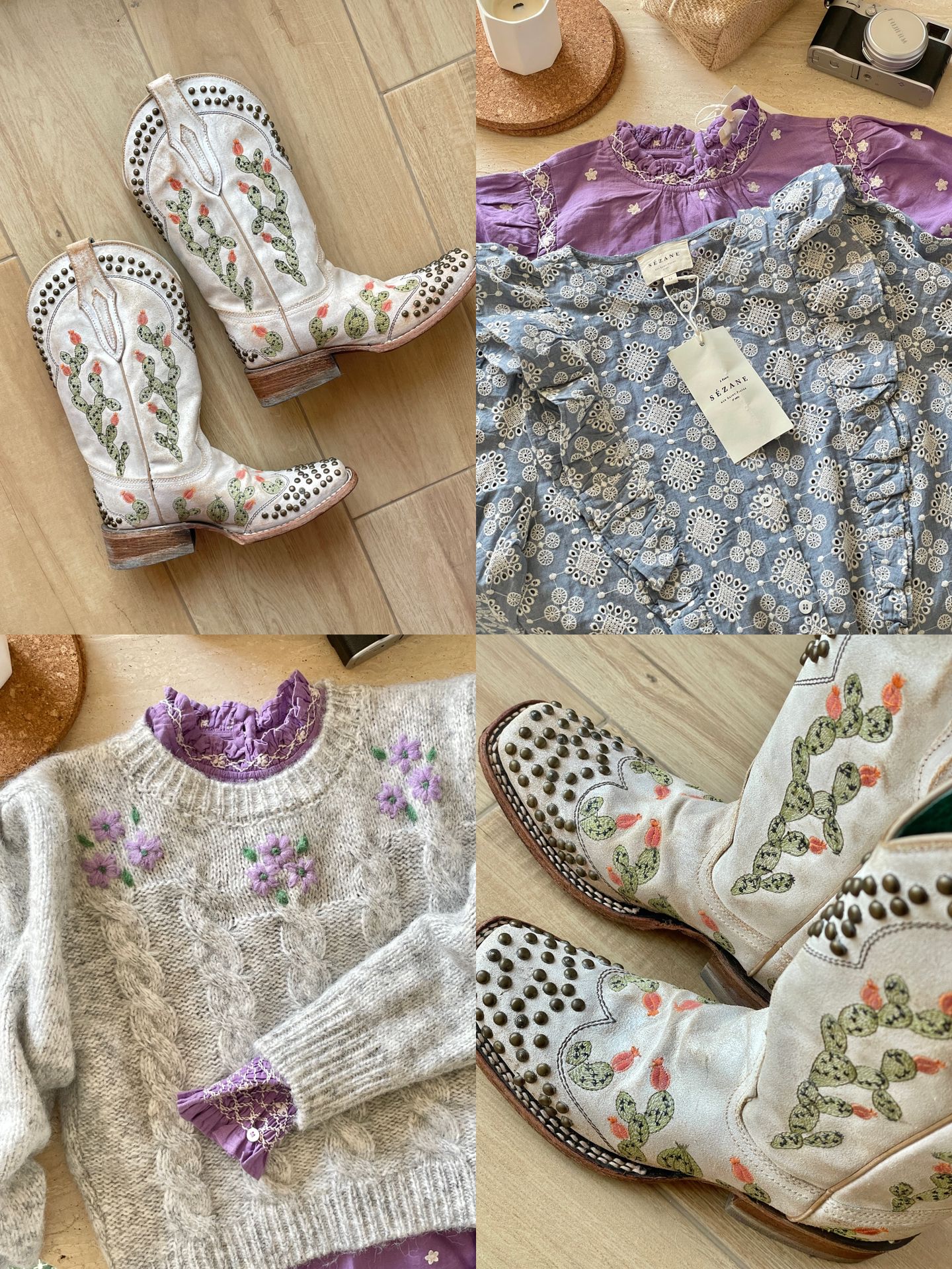 毛纺 H型 圆形领 植物/花卉 细针 提花-绞花 月光灰色 鸽羽色 立体装饰  - VALI鞋履AI设计主图