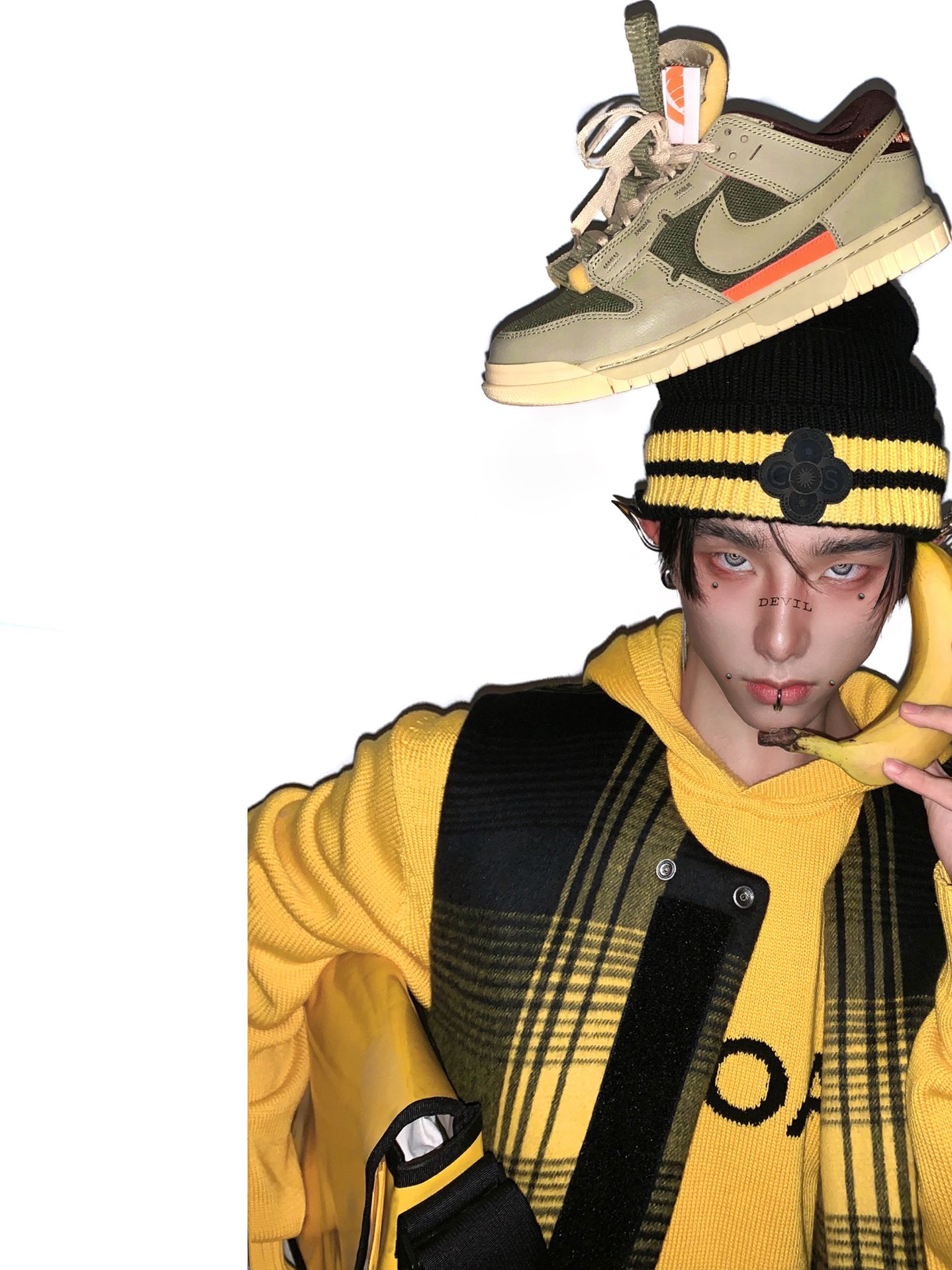 毛纺 连帽领 格纹/菱格 细针 针织螺纹 踢踏舞鞋色 基础扣饰 复古  - VALI鞋履AI设计主图