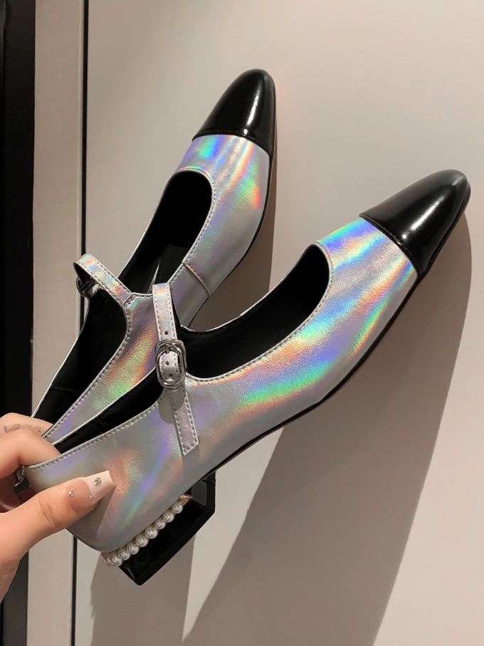 粗跟 中跟 尖头 低帮 袢扣 浅口鞋 