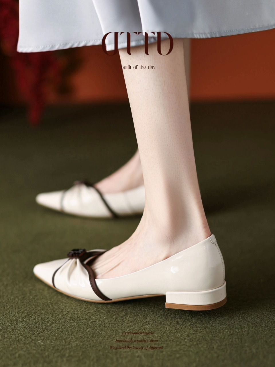 粗跟 低跟 低帮 一脚蹬 浅口鞋 皮革  - VALI鞋履AI设计主图