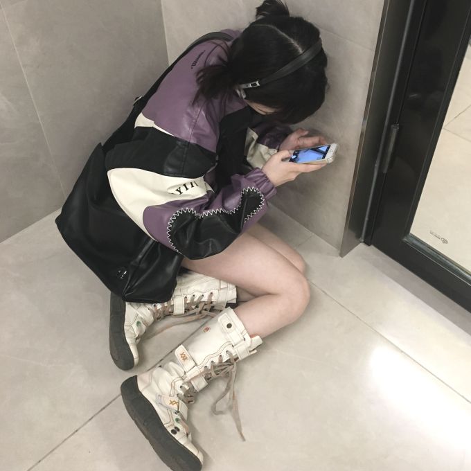 截短型 撞色/渐变 拼接 踢踏舞鞋色 梅子干紫 