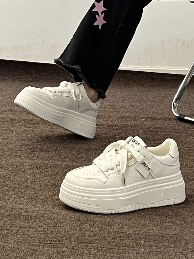 厚底 圆头 低帮 系带 深口鞋 皮革 