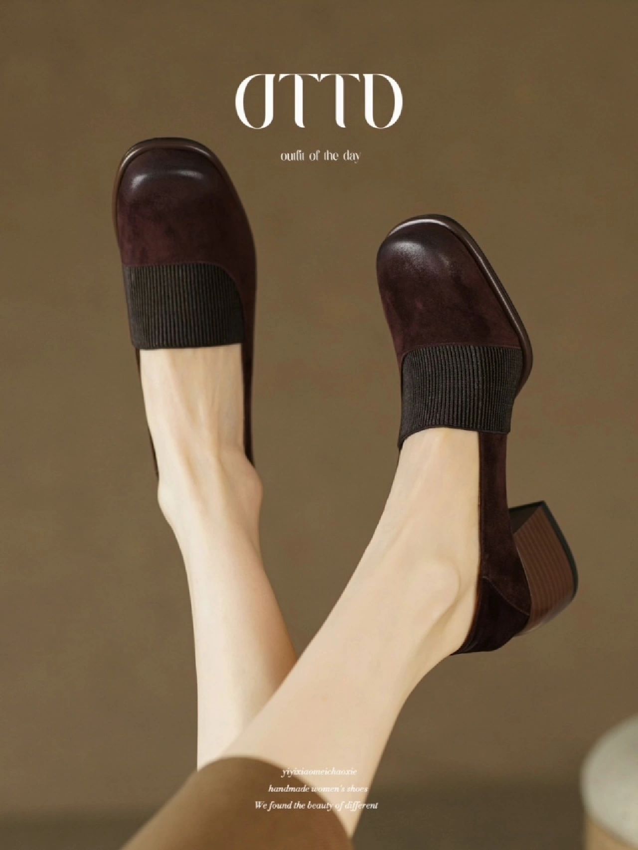 粗跟 中跟 圆头 低帮 松紧带 浅口鞋 皮革  - VALI鞋履AI设计主图