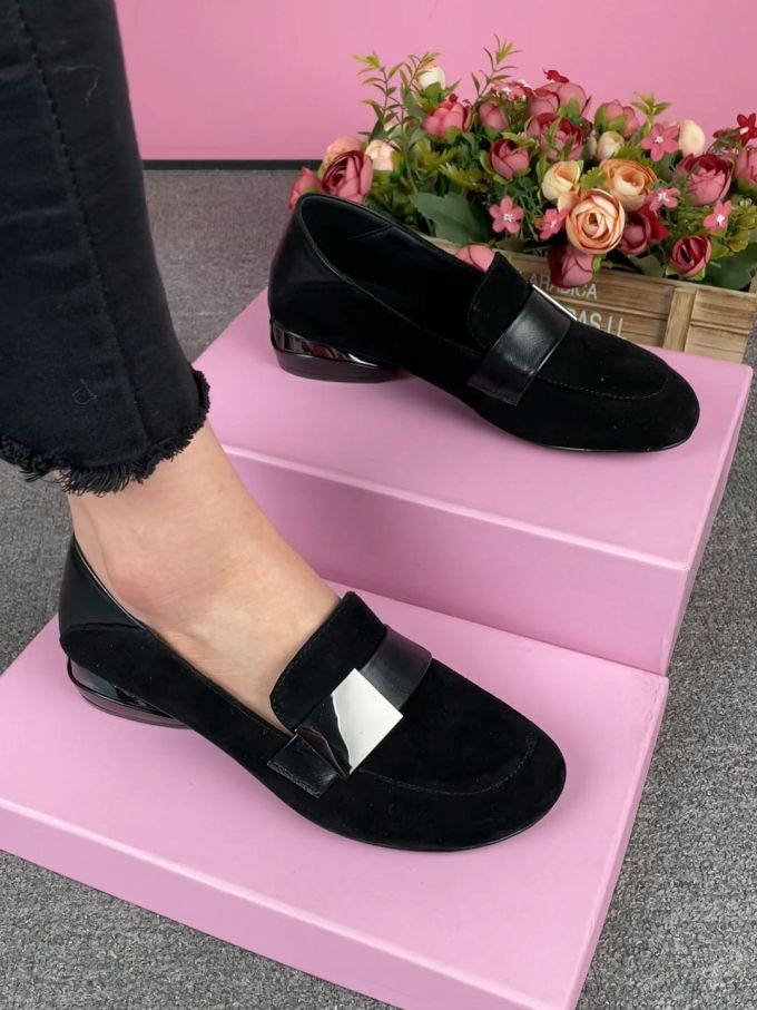 平底 圆头 低帮 一脚蹬 深口鞋 皮革 