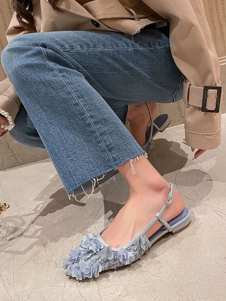 牛仔面料 洗水 毛边 中国蓝 全蚀色  - VALI鞋履AI设计主图