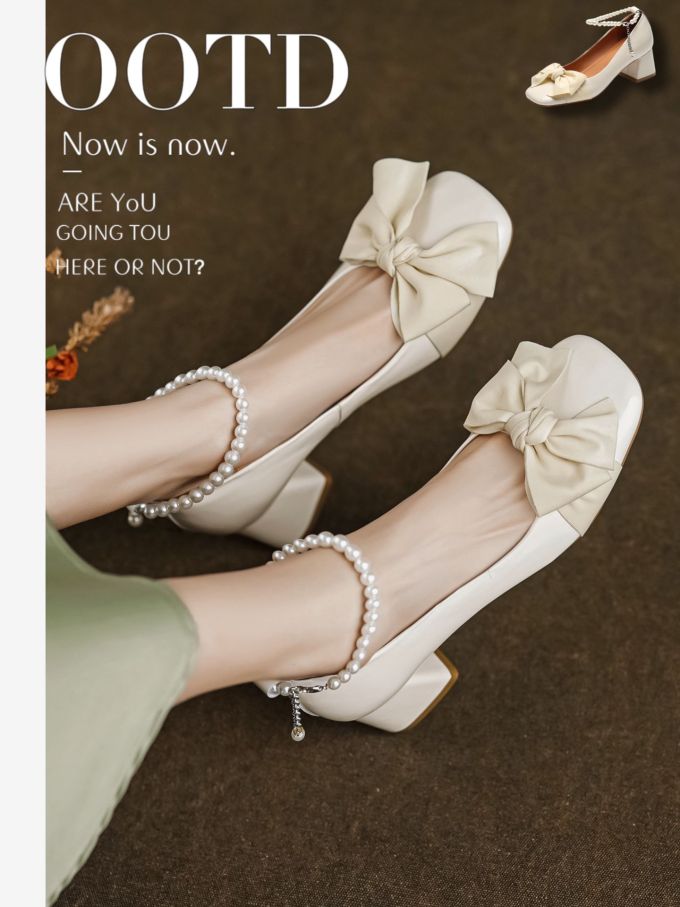 粗跟 中跟 圆头 低帮 浅口鞋 