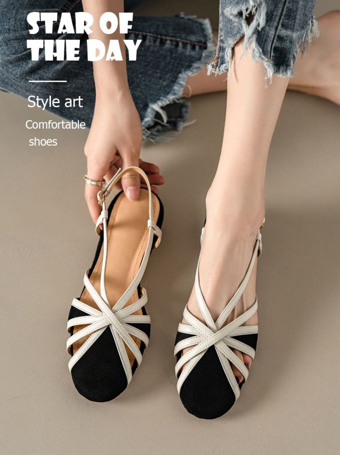 方头 低帮 袢扣 浅口鞋 皮革 