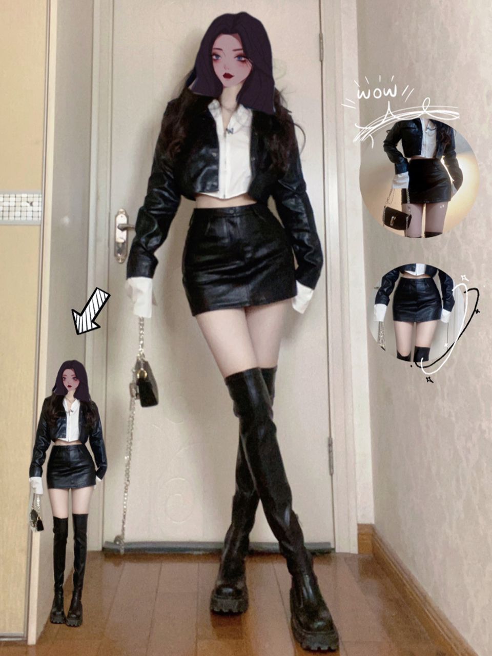 皮革面料 截短型 立领 踢踏舞鞋色 基础扣饰 都市 性感  - VALI鞋履AI设计主图