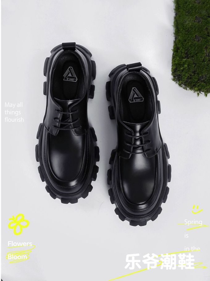 圆头 插扣 深口鞋 皮革 