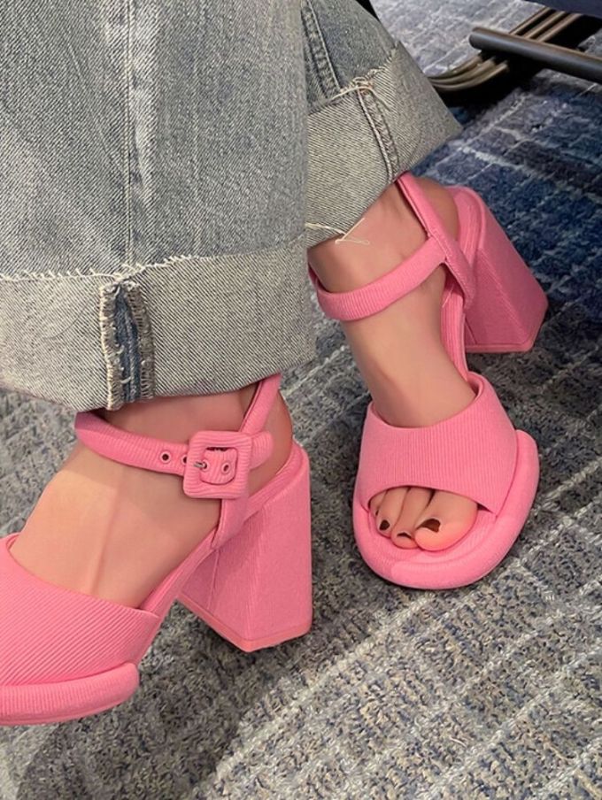 厚底 圆头 松紧带 皮革 