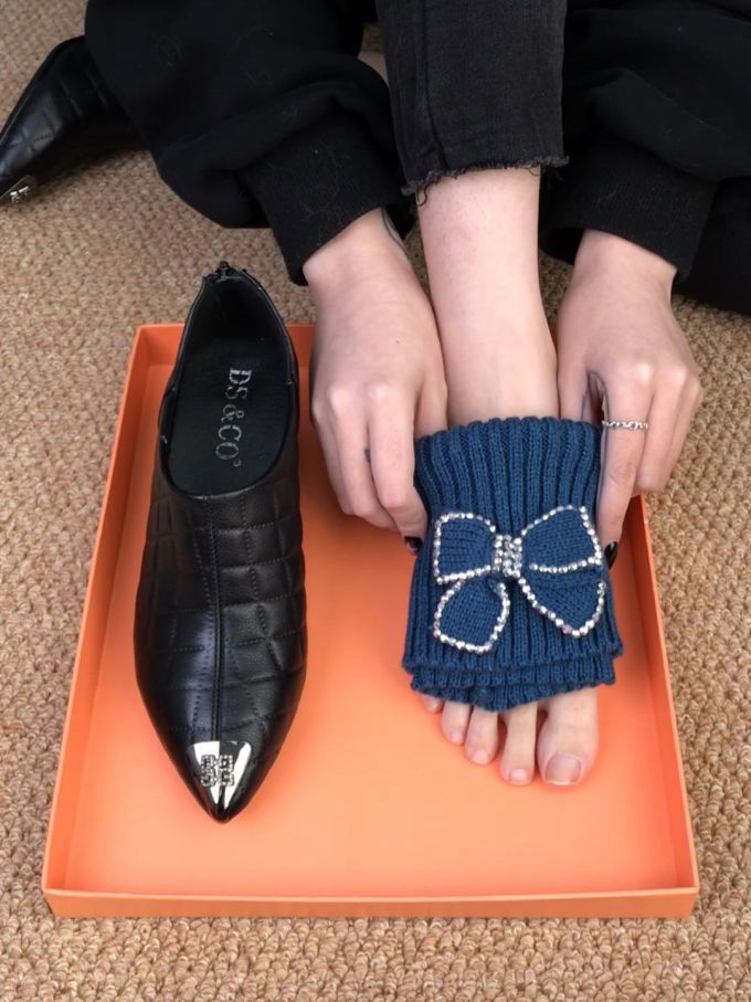 尖头 松紧带 低筒 皮革 