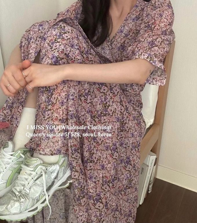 雪纺 A型 V领 植物/花卉 碎花 印花 白兰地色 小鹿色 安道尔红 