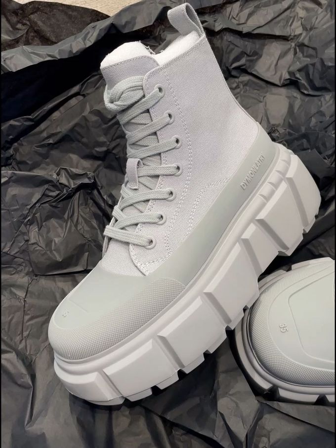 厚底 圆头 高帮 弹力绳 深口鞋 网面 